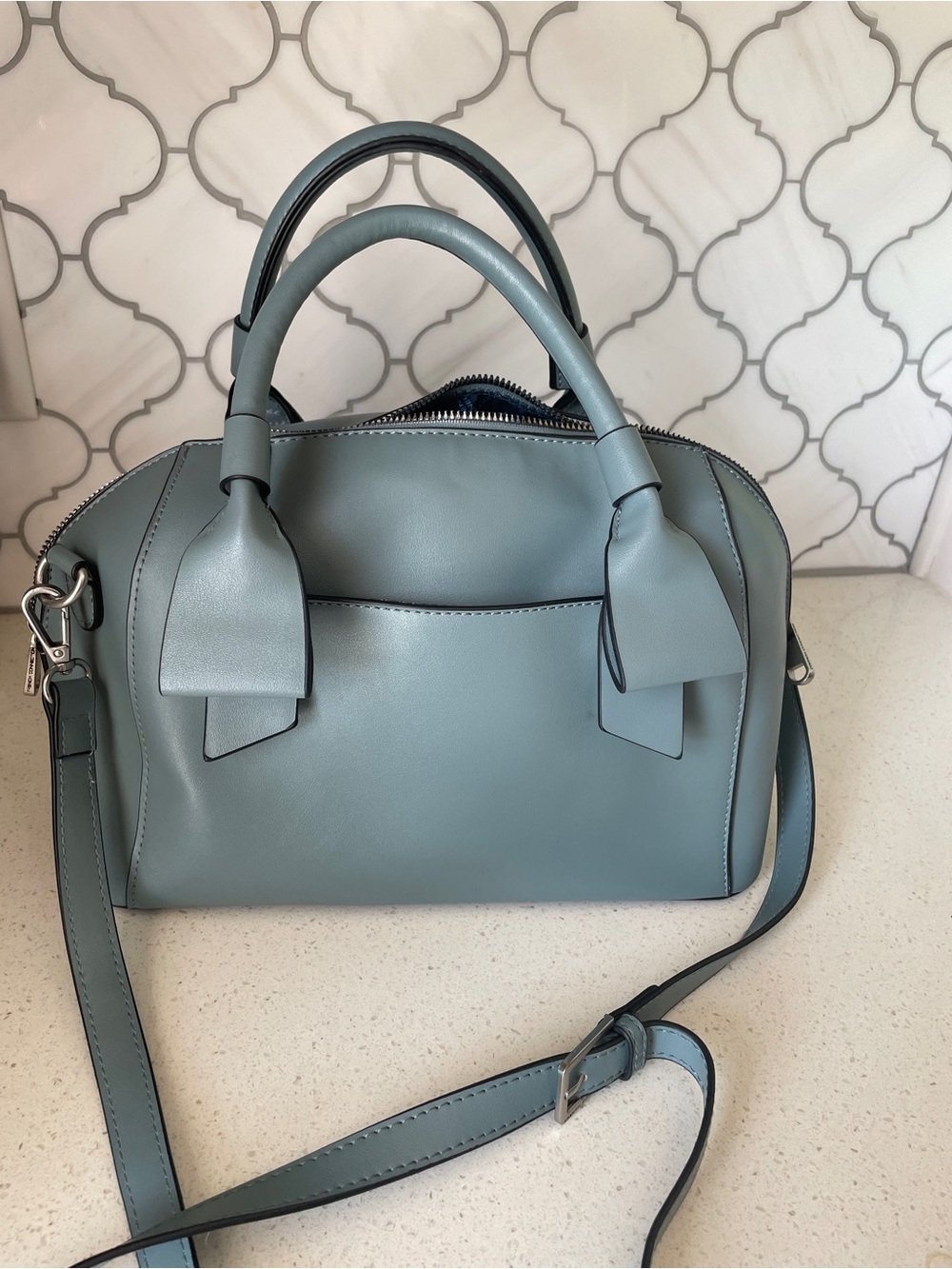 GUC French Connection Dusty Blue Terra Dome Mini Satchel FCUK - Picture 5 of 16